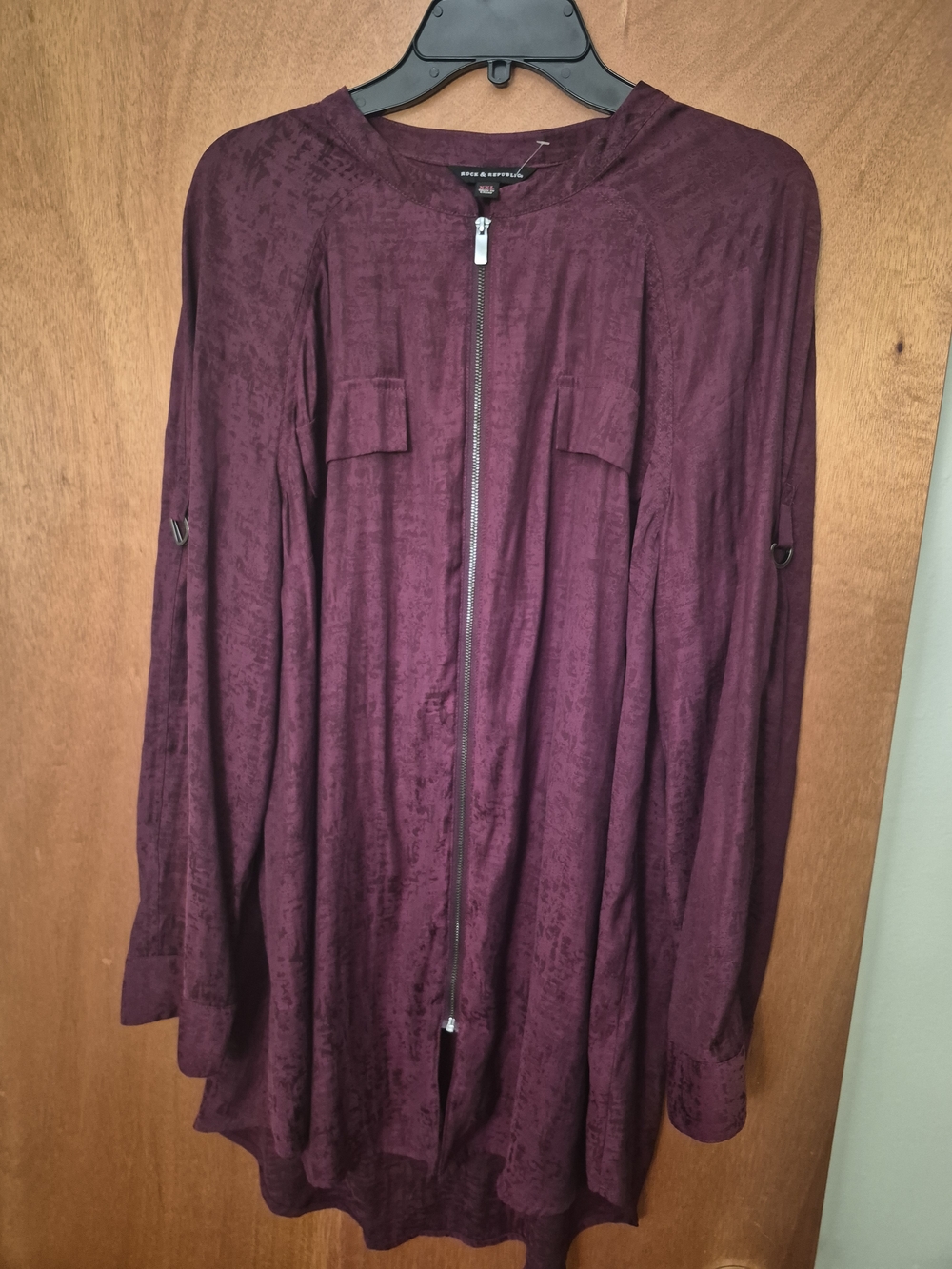 Rock&republic Burgundy Zip-Front Lightweight Jacket
